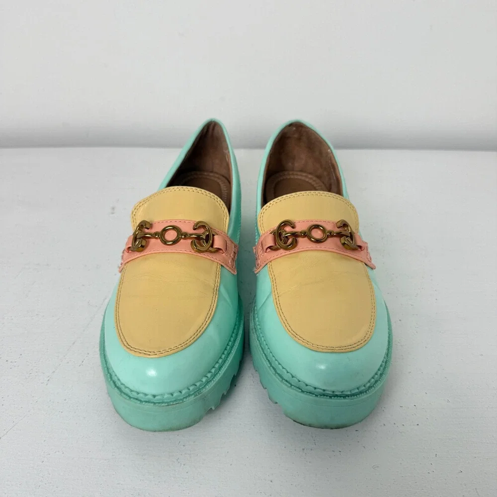 Circus NY Darielle Pastel Colorblock Platform Lug Sole Loafers Mint‎ Yellow 8.5